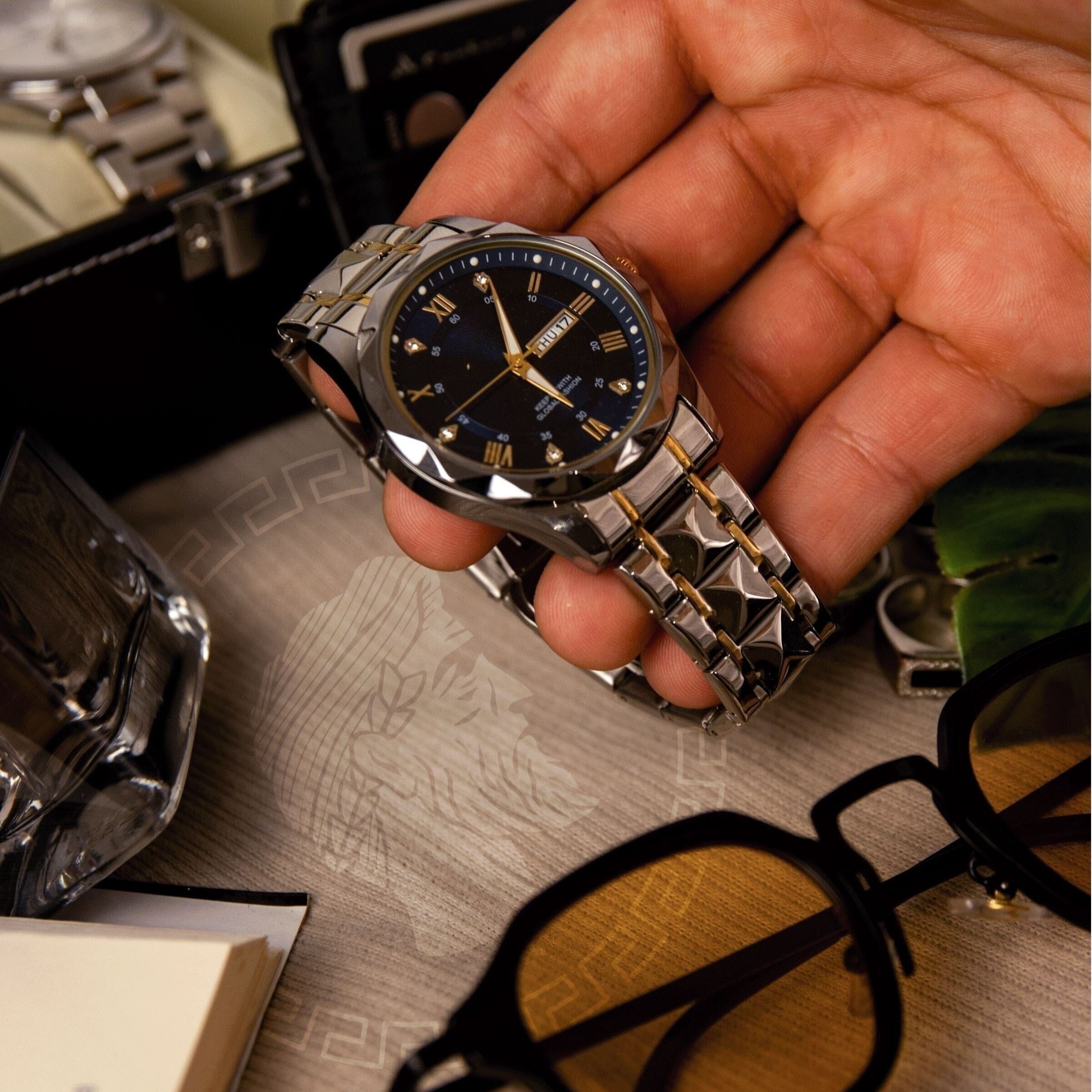 Luminous Steel 40mm Herrenarmbanduhr - Wasserdicht | Edelstahl Vahler 