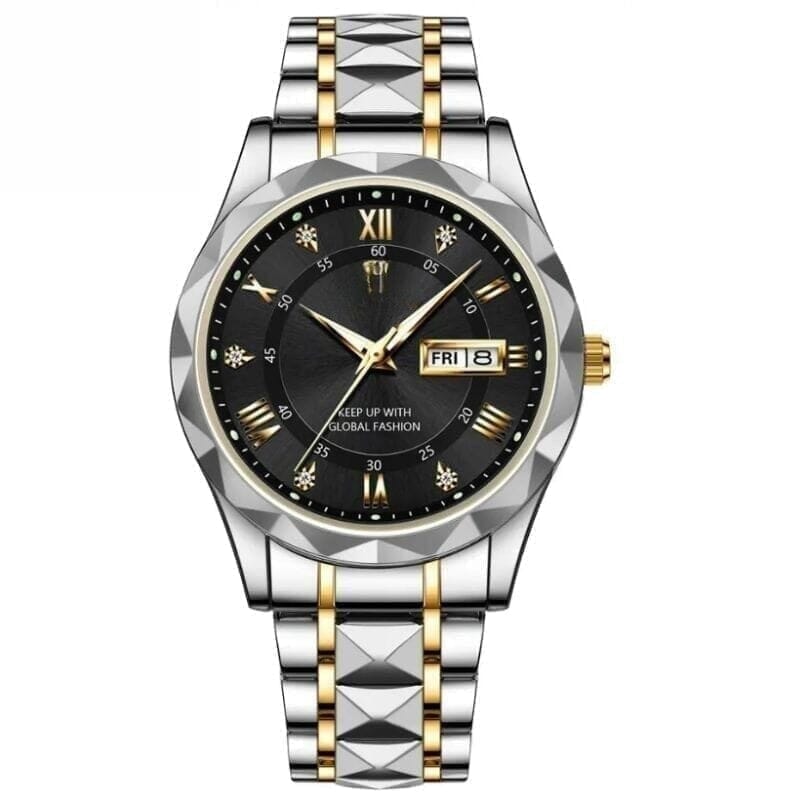 Luminous Steel 40mm Herrenarmbanduhr - Wasserdicht | Edelstahl Vahler Schwarz 