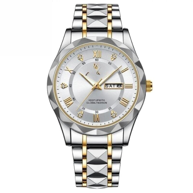 Luminous Steel 40mm Herrenarmbanduhr - Wasserdicht | Edelstahl Vahler Weiß 