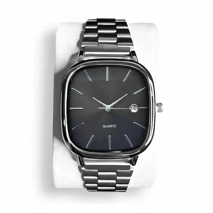 Luxuriöse 36mm Armbanduhr - Wasserdicht | Edelstahl Vahler Schwarz & Silber 