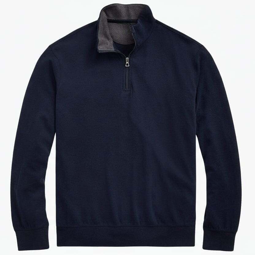 Luxus Jersey Troyer-Pullover Mit Viertel-Reißverschluss Vahler Flieger-Marine S 