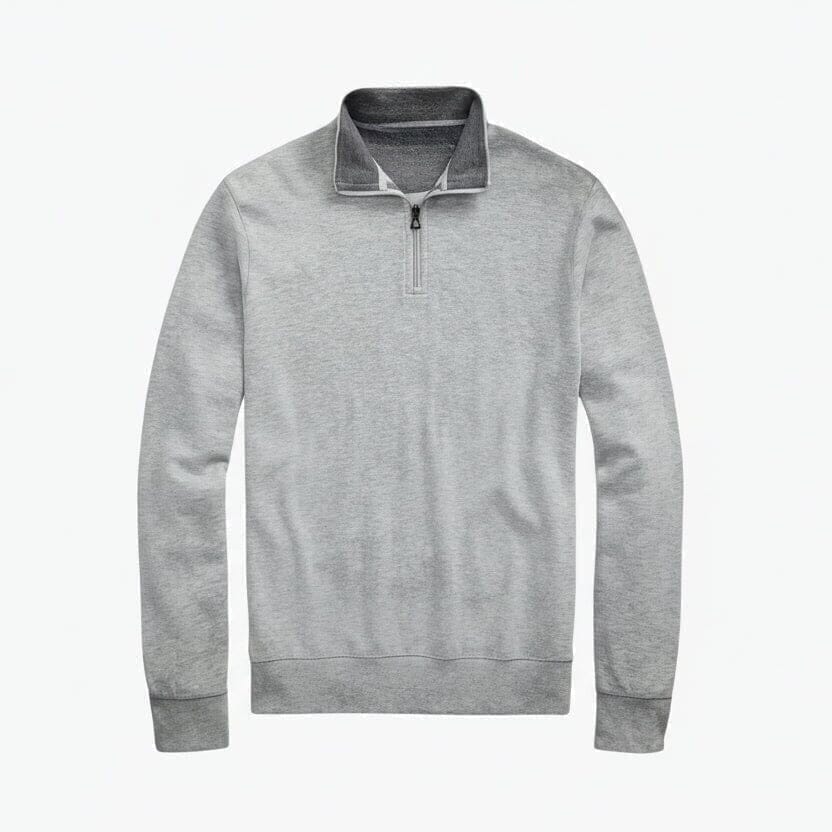 Luxus Jersey Troyer-Pullover Mit Viertel-Reißverschluss Vahler Helles Graumeliert S 