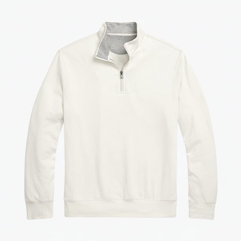 Luxus Jersey Troyer-Pullover Mit Viertel-Reißverschluss Vahler Pergament-Creme S 