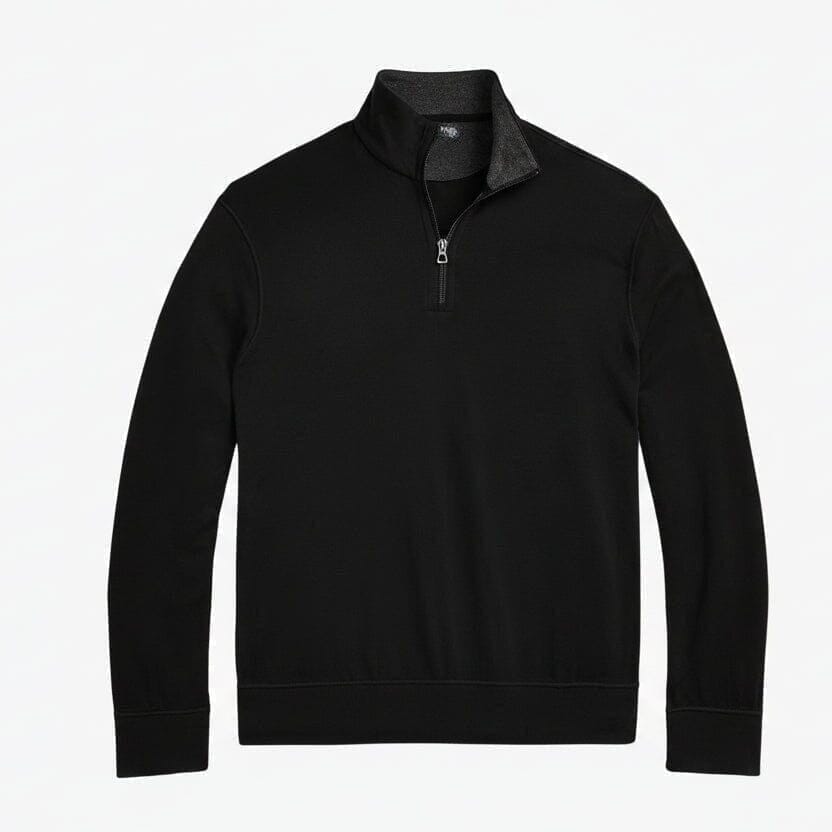 Luxus Jersey Troyer-Pullover Mit Viertel-Reißverschluss Vahler Schwarz S 
