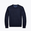 Mesh-Strick Baumwoll-Pullover Mit Rundhalsausschnitt Vahler Marineblau S 