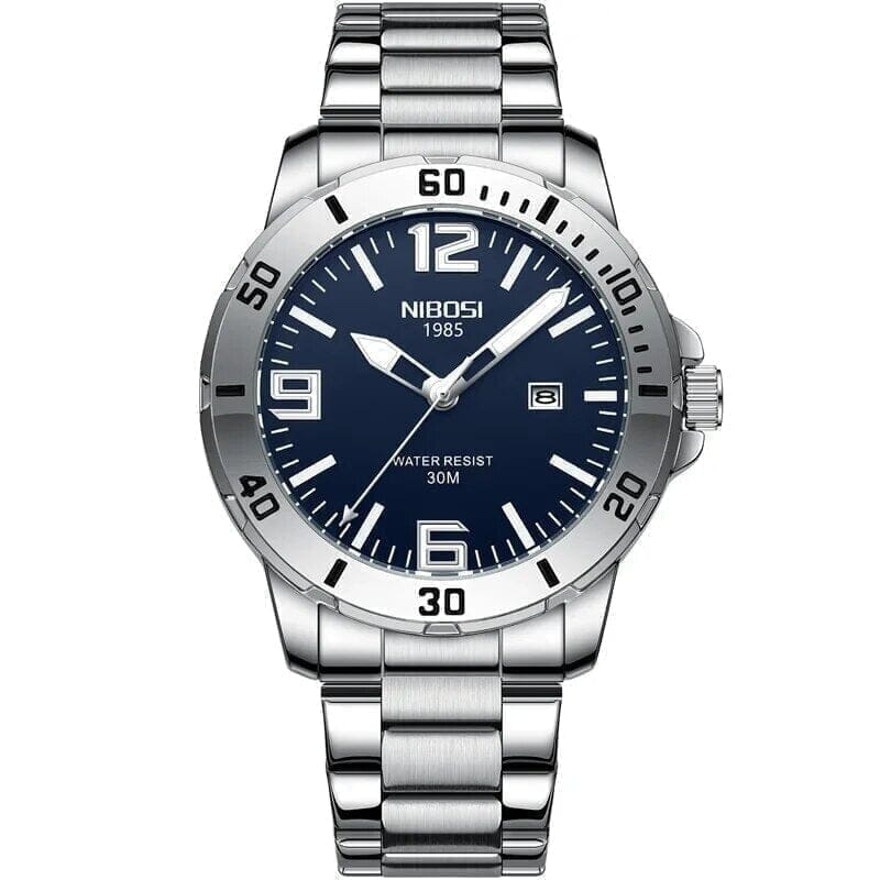 Nibosi Armbanduhr Vahler Blau Silber 
