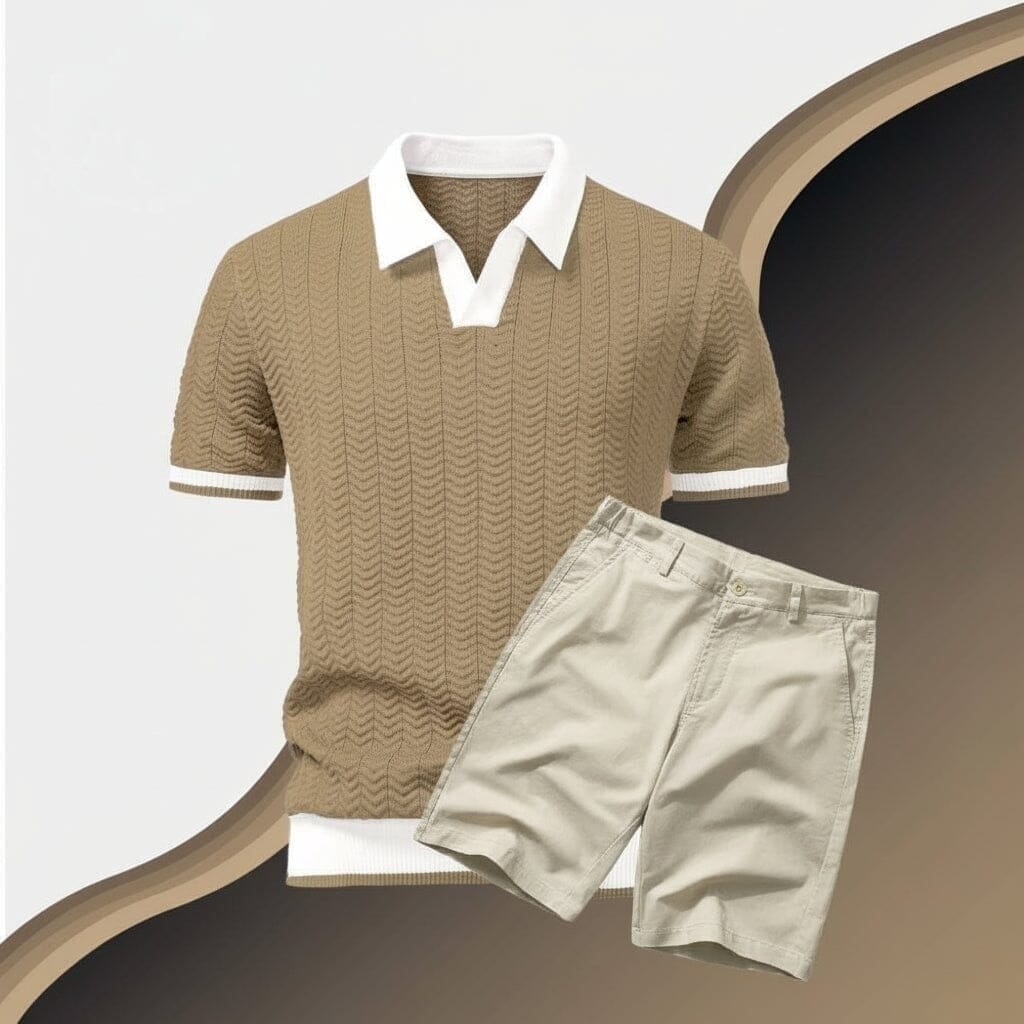 Old Money Poloshirt + Shorts Set Vahler Sandbeige S 