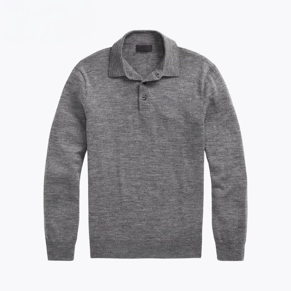 Woll-Pullover Mit Polo-Kragen