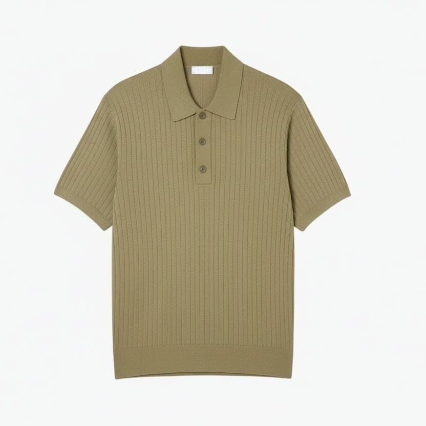 Pullover Mit Polokragen Aus Geripptem Strick