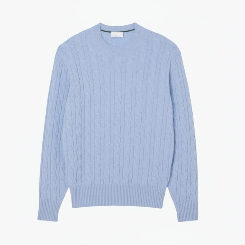 Zopfmuster Pullover Aus Gekämmter Wolle Mit Rundhalsausschnitt