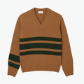 Gestreifter Woll-Pullover Mit V-Ausschnitt