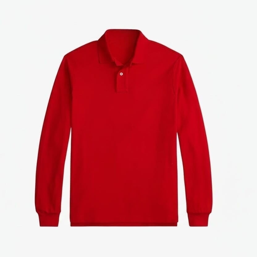 Langarm-Poloshirt Aus Mesh-Baumwolle