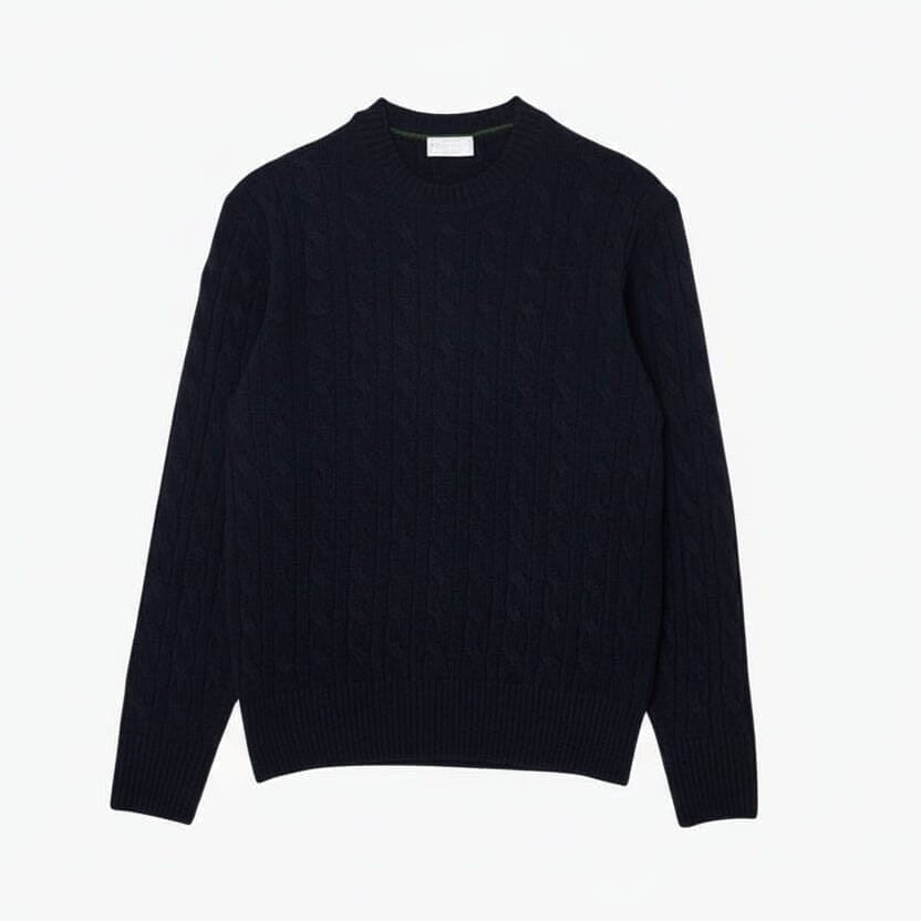 Zopfmuster Pullover Aus Gekämmter Wolle Mit Rundhalsausschnitt
