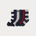 Polo Bear Cotton-Blend Crew Sock 6-Pack Vahler Orange/Schwarz/Creme/Marineblau 