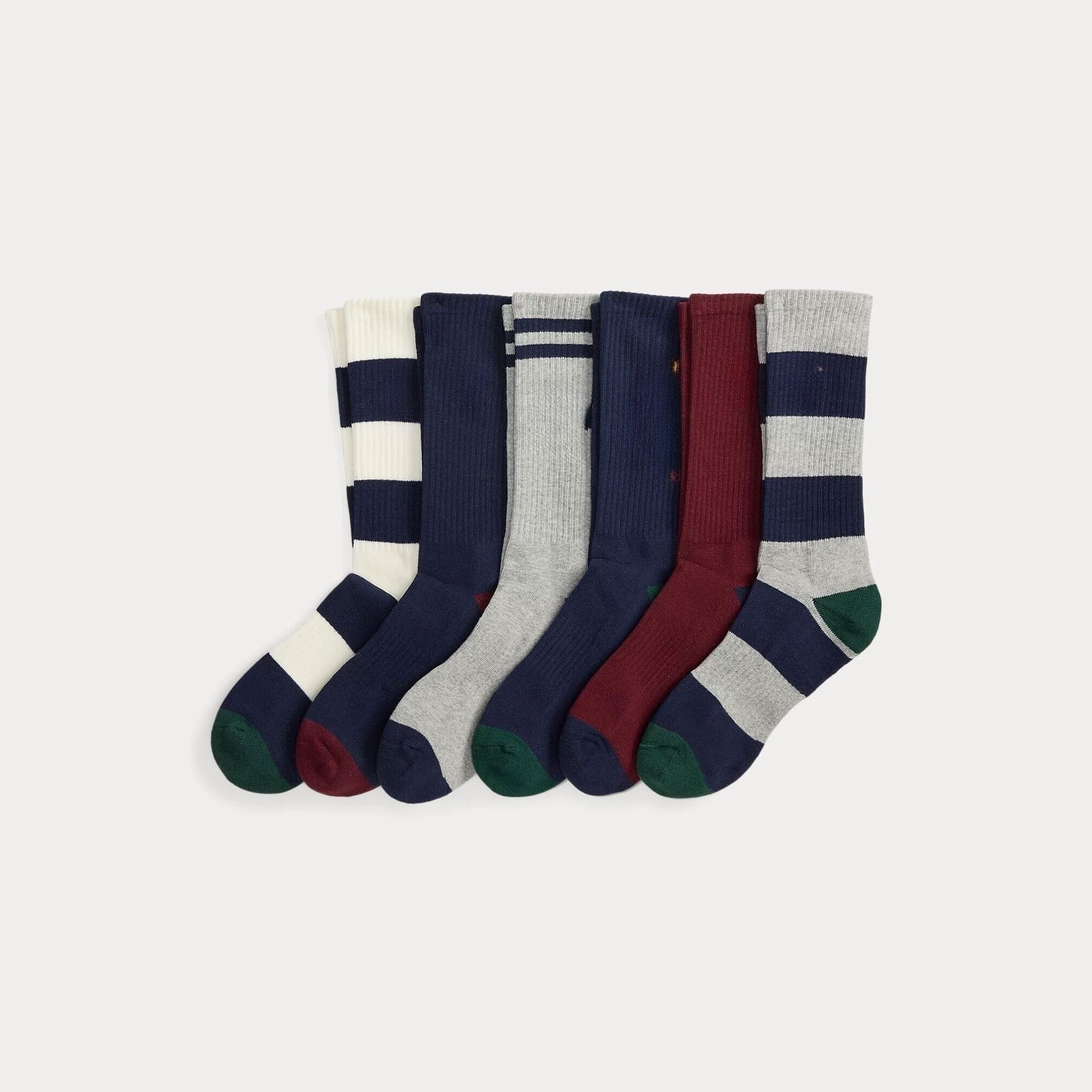 Polo Bear Cotton-Blend Crew Sock 6-Pack Vahler Orange/Schwarz/Creme/Marineblau 