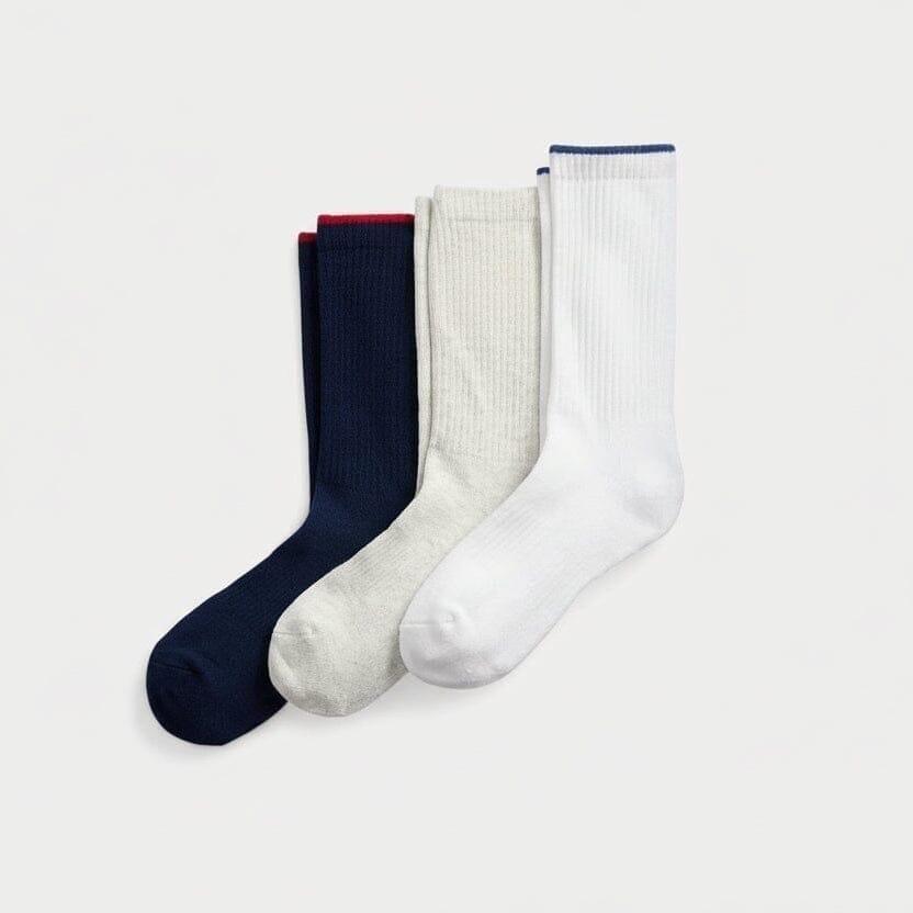 Polo Bear Logo Crew Socken 3er-Pack Vahler Weiß/Marineblau/Grau 