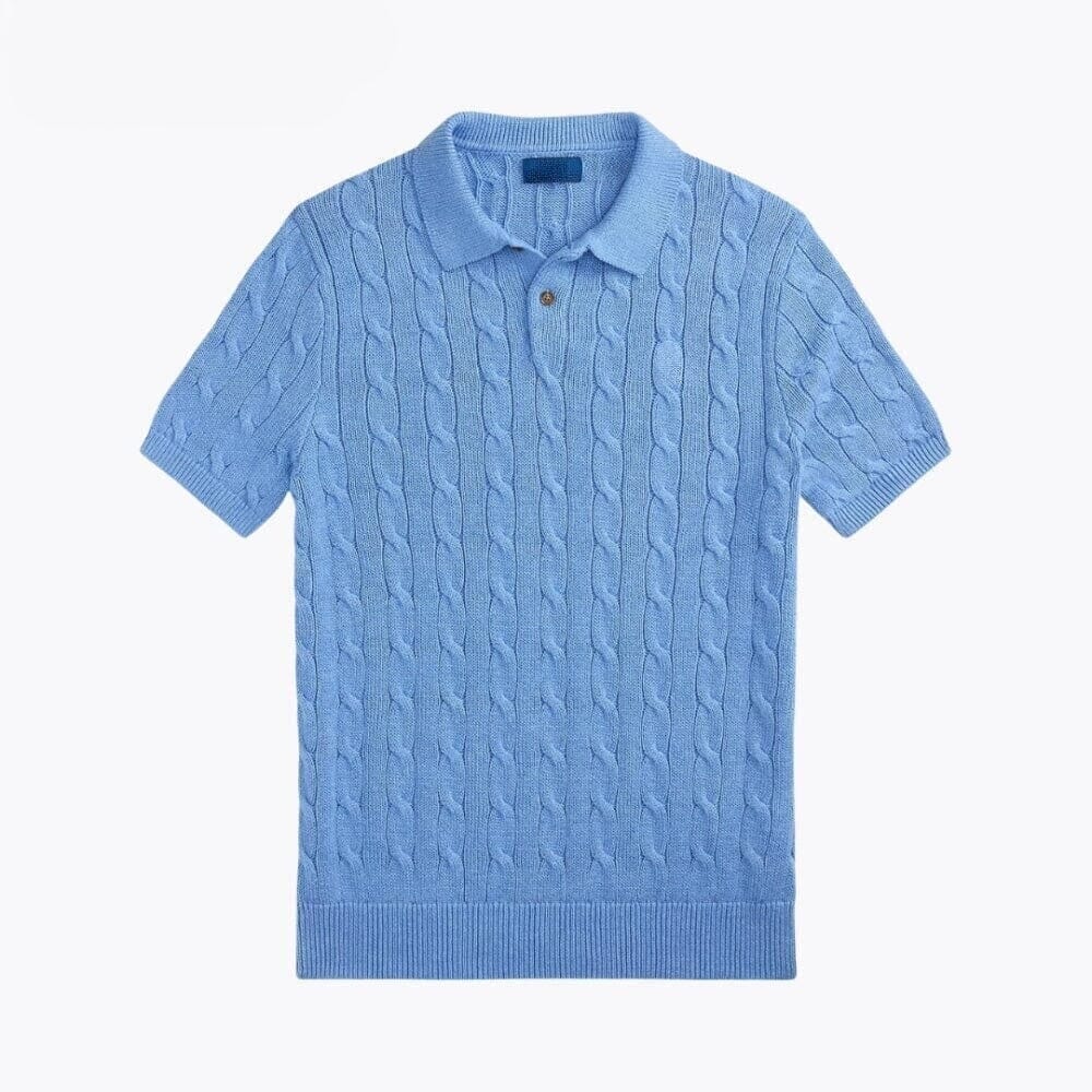 Polo-Pullover Aus Baumwolle Mit Zopfmuster Vahler Blau S 