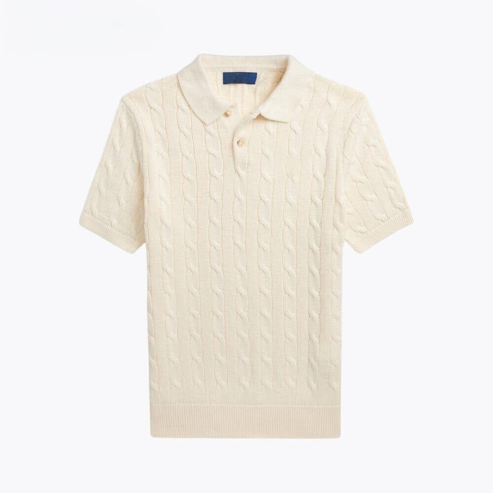 Polo-Pullover Aus Baumwolle Mit Zopfmuster Vahler Creme S 
