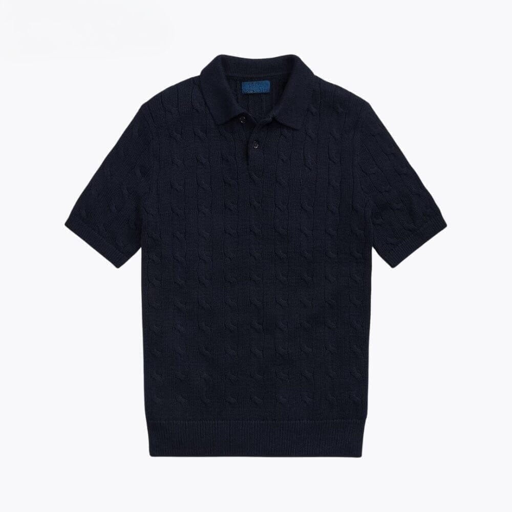 Polo-Pullover Aus Baumwolle Mit Zopfmuster Vahler Marineblau S 