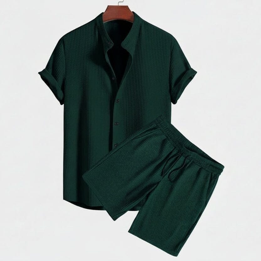 Prestige Comfort Kollektion - Premium Hemd & Shorts Set Vahler Grün S 