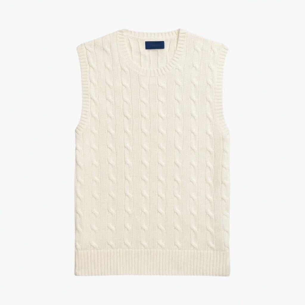 Pullunder Aus Baumwolle Mit Zopfmuster Vahler Creme S 