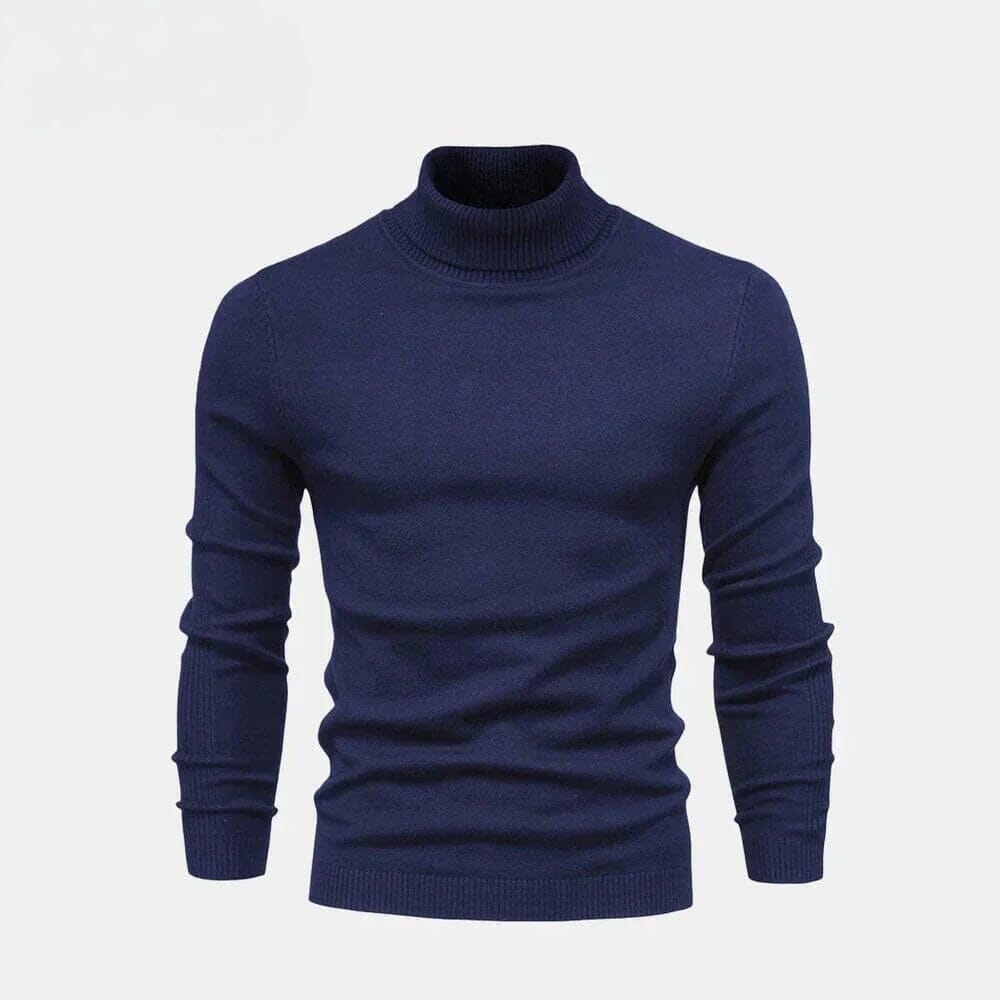 Rollkragen Zopfmuster Woll-Strickpullover Vahler Blau S 