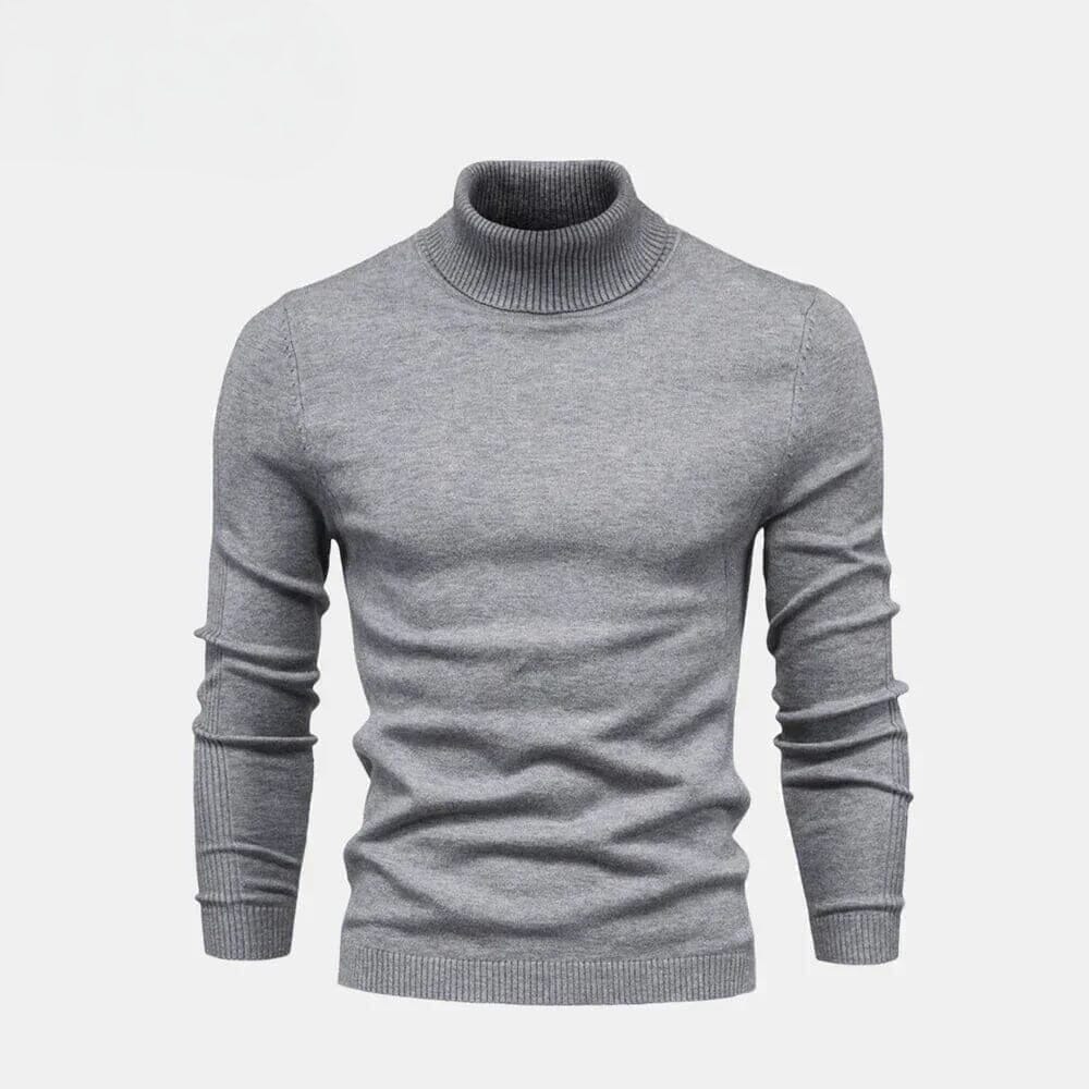 Rollkragen Zopfmuster Woll-Strickpullover Vahler Grau S 