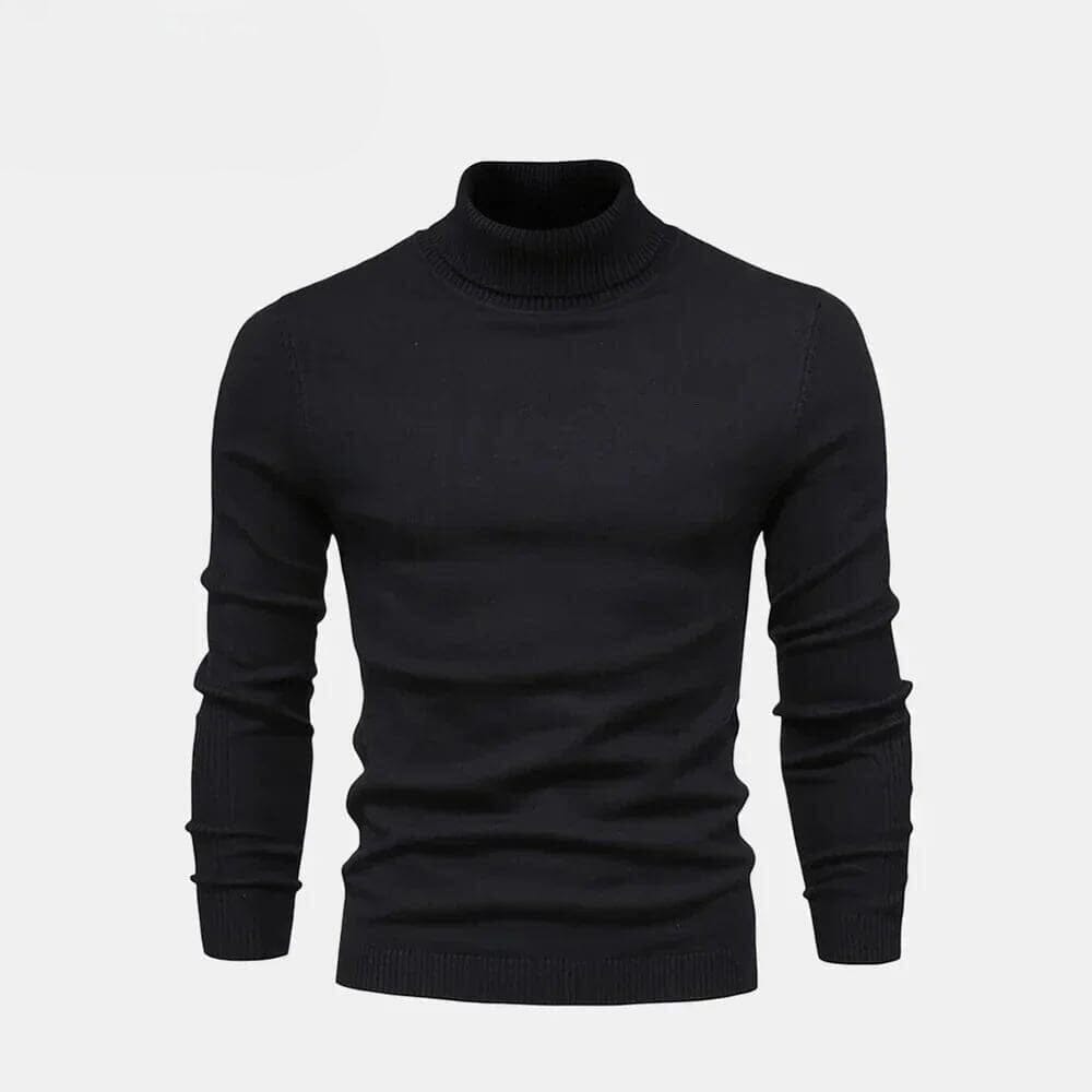 Rollkragen Zopfmuster Woll-Strickpullover Vahler Schwarz S 