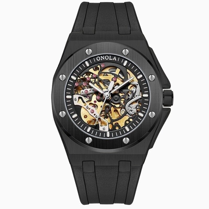 Skeleton Oak Armbanduhr Vahler Schwarz 