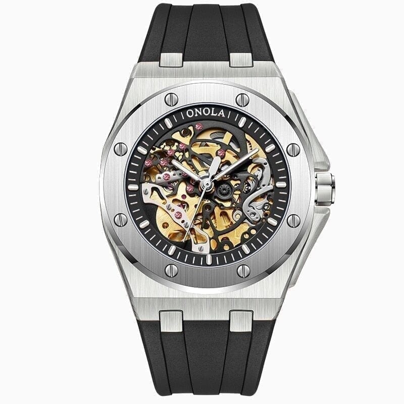 Skeleton Oak Armbanduhr Vahler Silber 