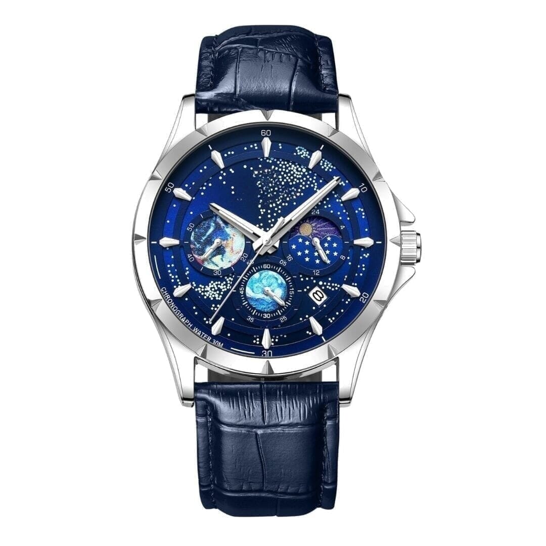 Space Armbanduhr Vahler Silber Blau 
