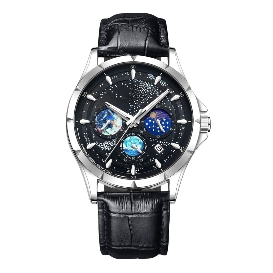 Space Armbanduhr Vahler Silber Schwarz 