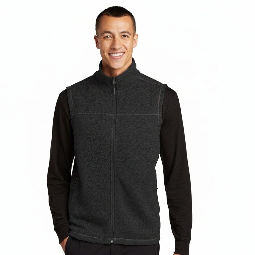 Sweater Fleece Weste Vahler Schwarz Meliert S 