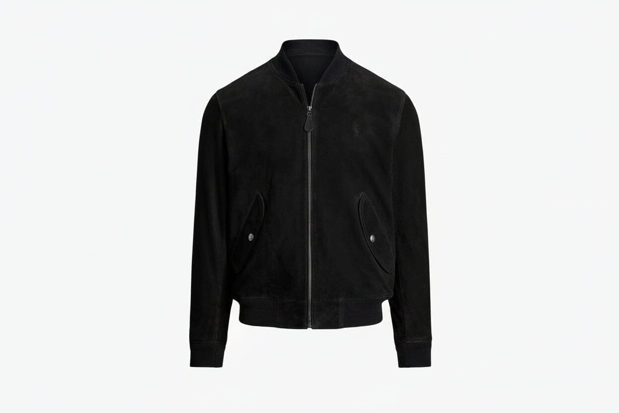 Wildleder Bomberjacke Vahler Polo Schwarz S 