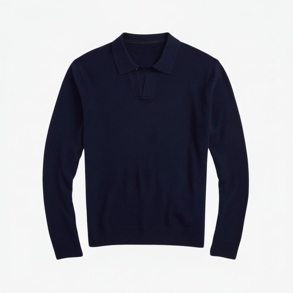 Woll-Pullover Mit Johnny-Kragen Vahler Marineblau S 