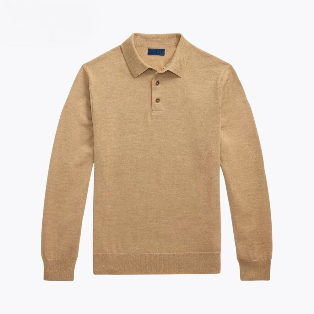 Woll-Pullover Mit Polo-Kragen Vahler Kamel S 
