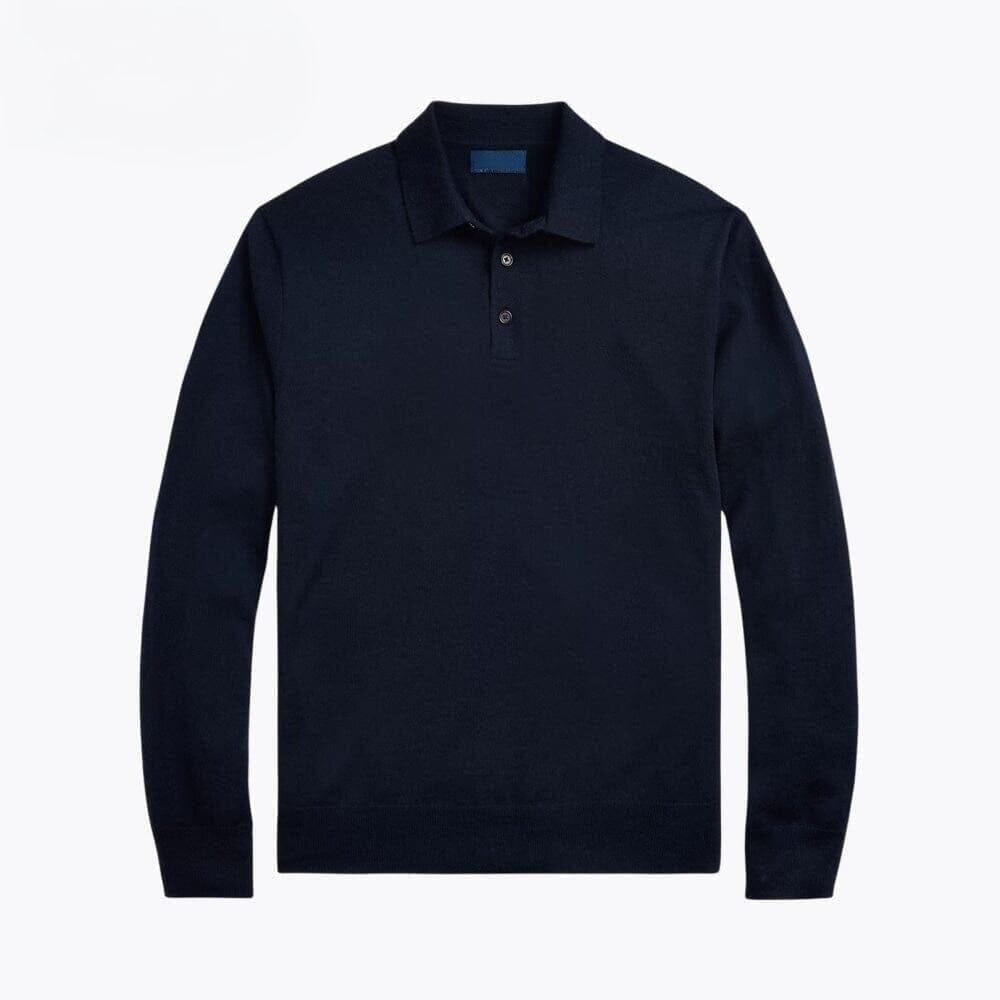 Woll-Pullover Mit Polo-Kragen Vahler Marineblau S 