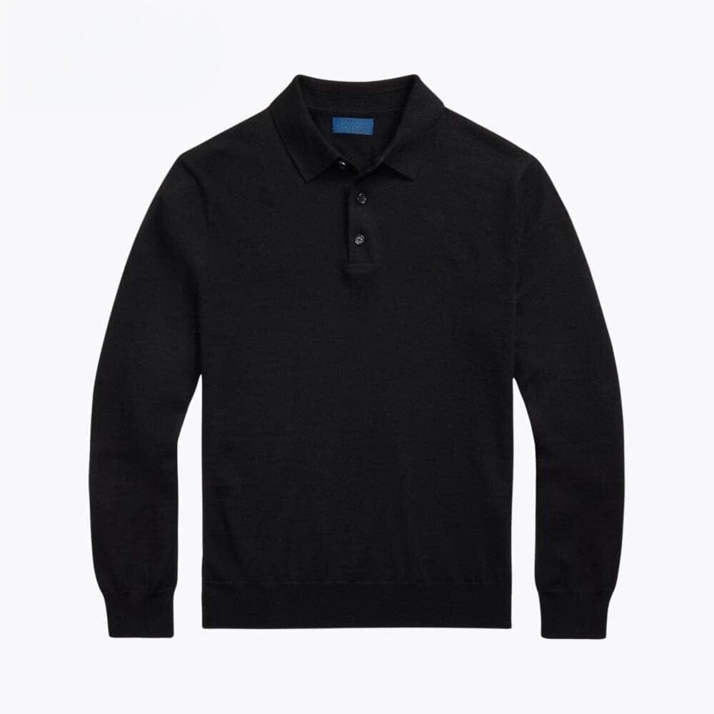 Woll-Pullover Mit Polo-Kragen Vahler Schwarz S 