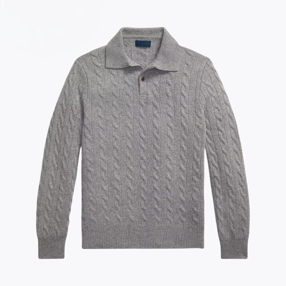 Wolle-Kaschmir Zopfstrick-Pullover Vahler Grau S 