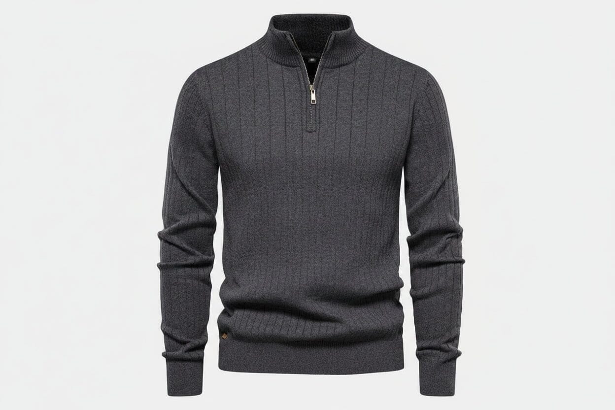 Zip Classic Strickpullover Vahler Grau S 