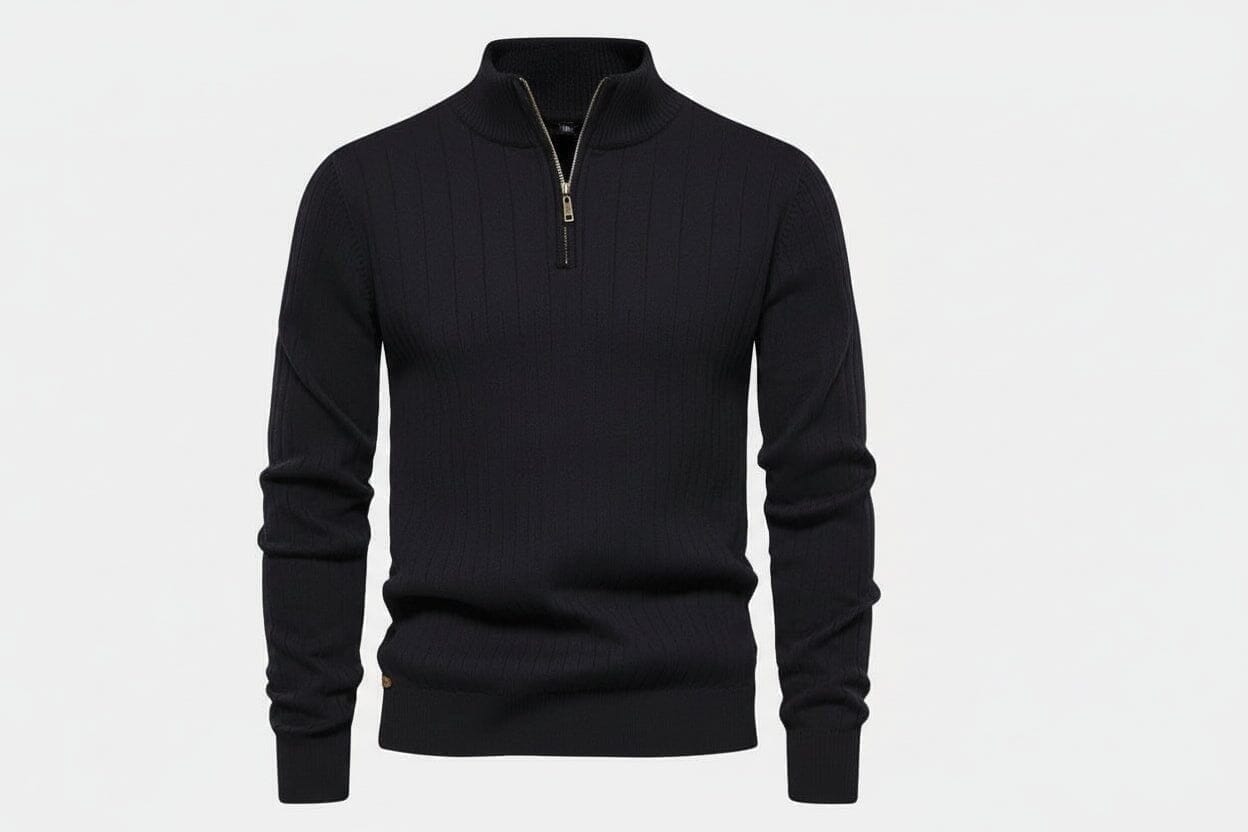 Zip Classic Strickpullover Vahler Schwarz S 