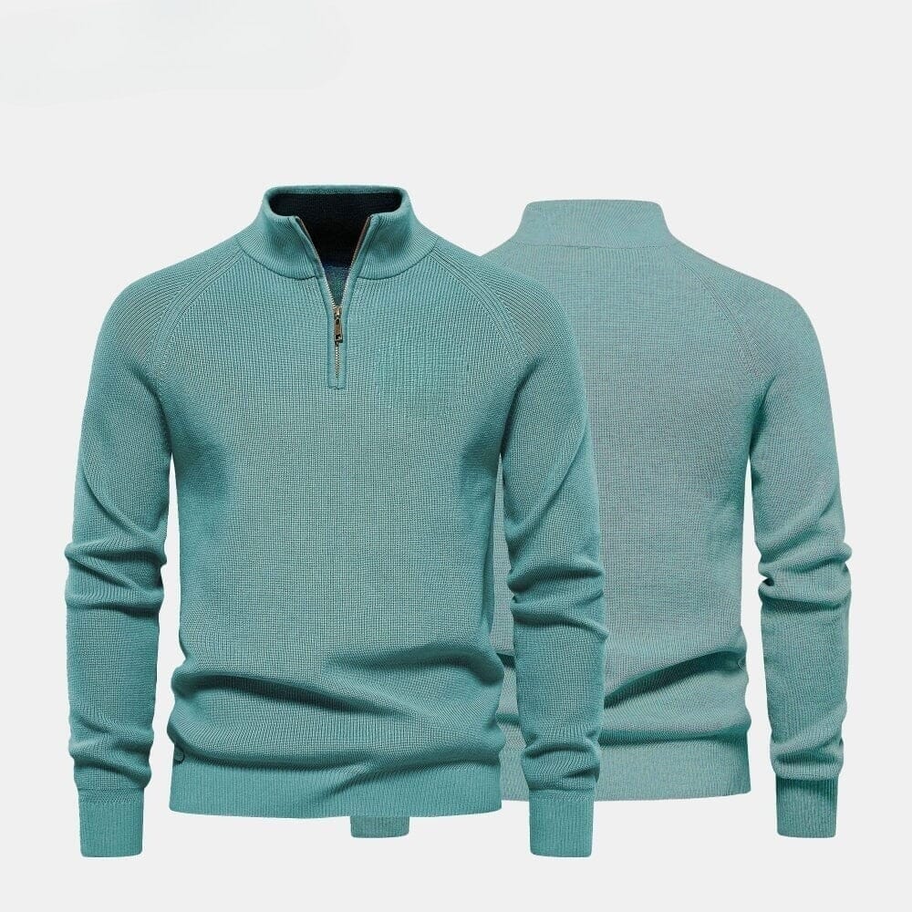 Zip Zopfstrick Woll-Pullover RL Zip Cable-Knit Wool Knit Sweater Vahler Grün S 
