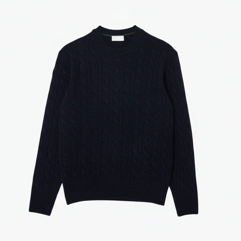 Zopfmuster Pullover Aus Gekämmter Wolle Mit Rundhalsausschnitt Vahler Mitternachtsblau S 