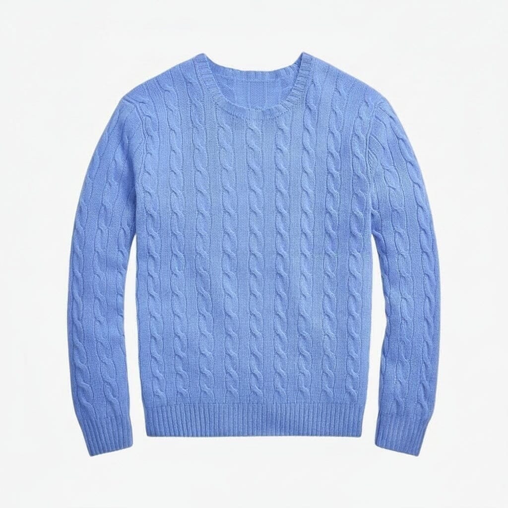 Zopfstrick-Pullover Aus Wolle-Kaschmir Vahler Blau S 