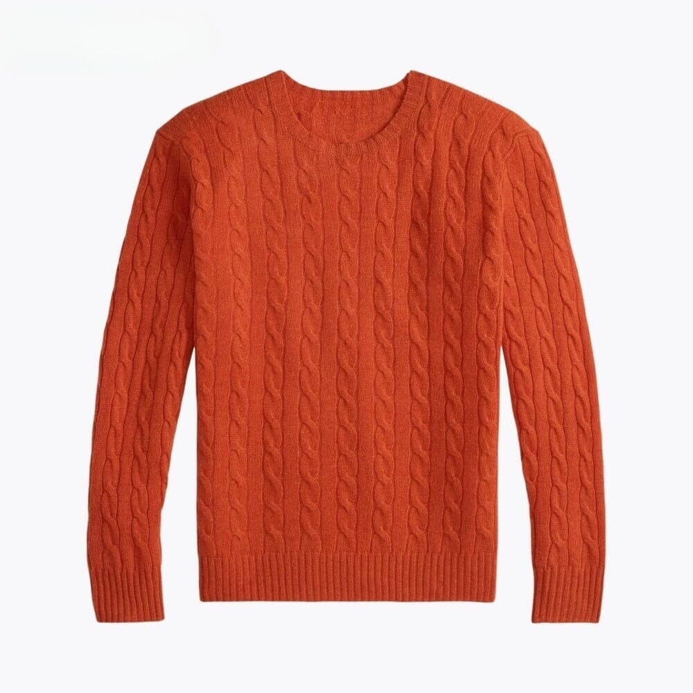 Zopfstrick-Pullover Aus Wolle-Kaschmir Vahler Orange S 